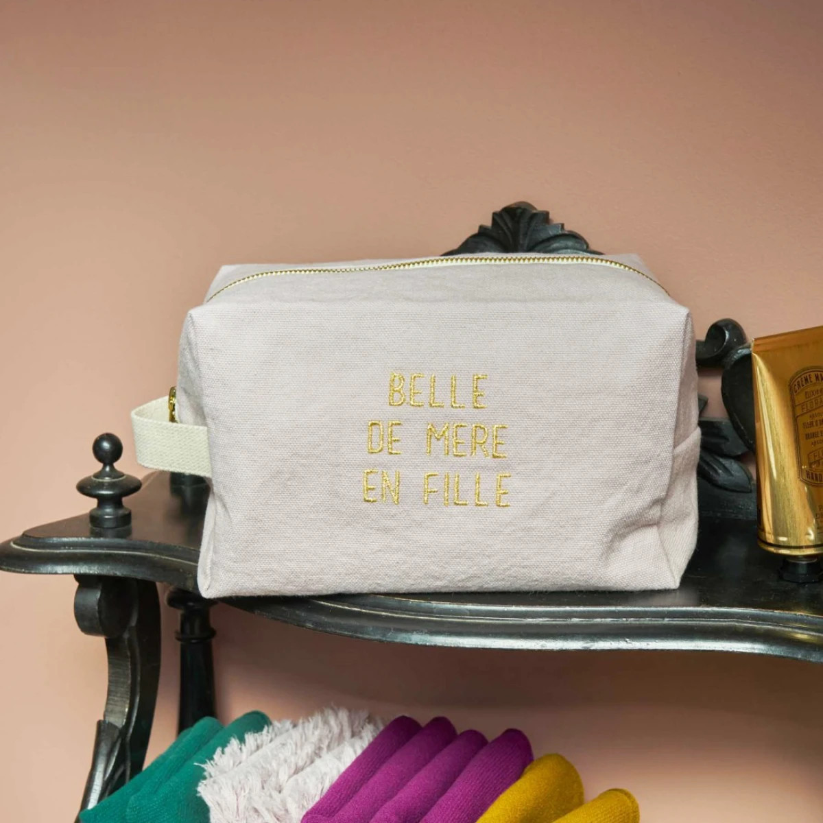 Trousse cube Belle poivre rose GM - Le Mas de Lonne