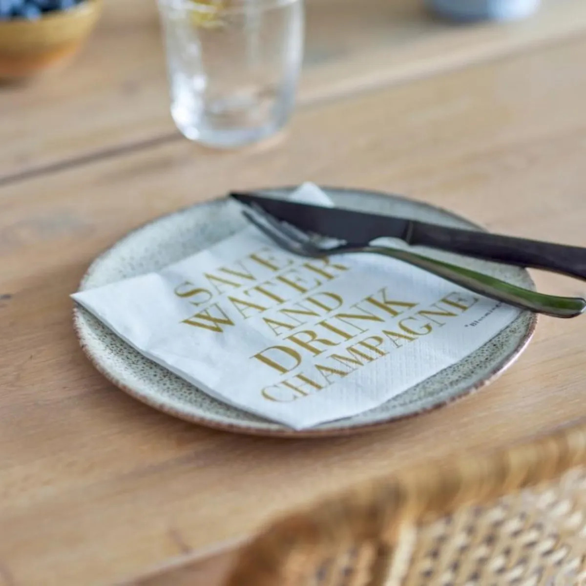 20 serviettes en papier "Save water and drink champagne" - Le Mas de Lonne