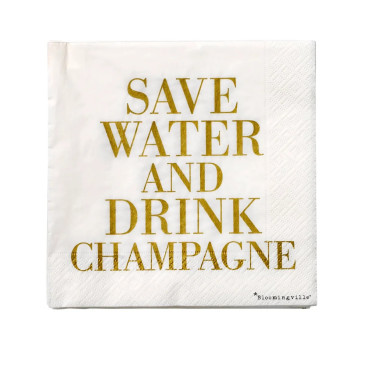 20 serviettes en papier "Save water and drink champagne" - Le Mas de Lonne