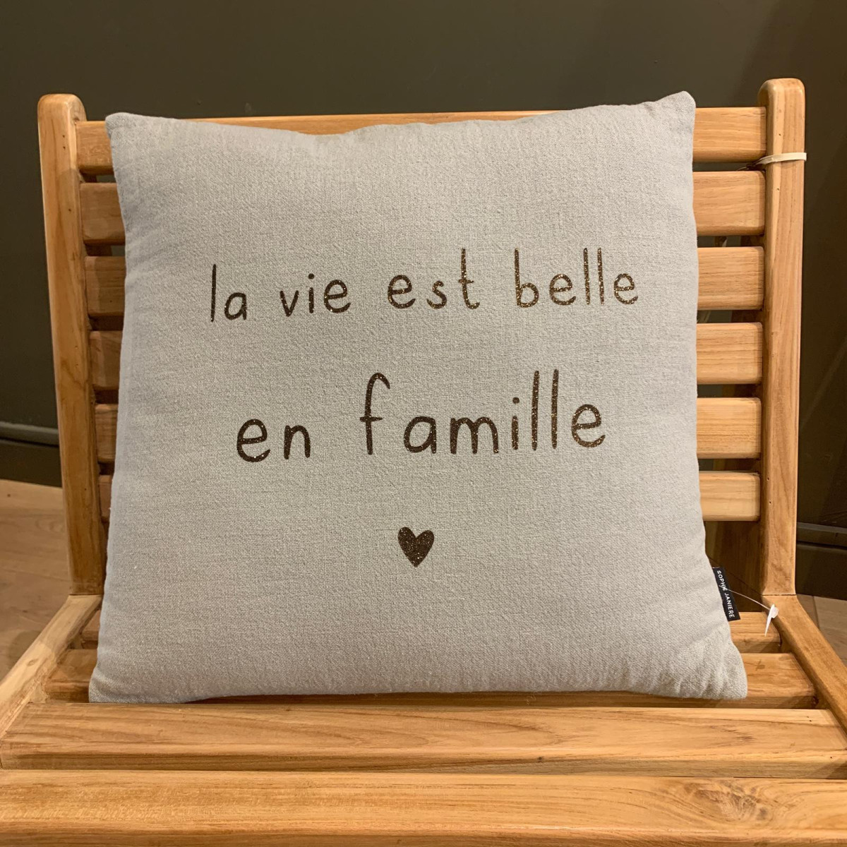 Coussin Lucien "La vie est belle en famille" - Le Mas de Lonne