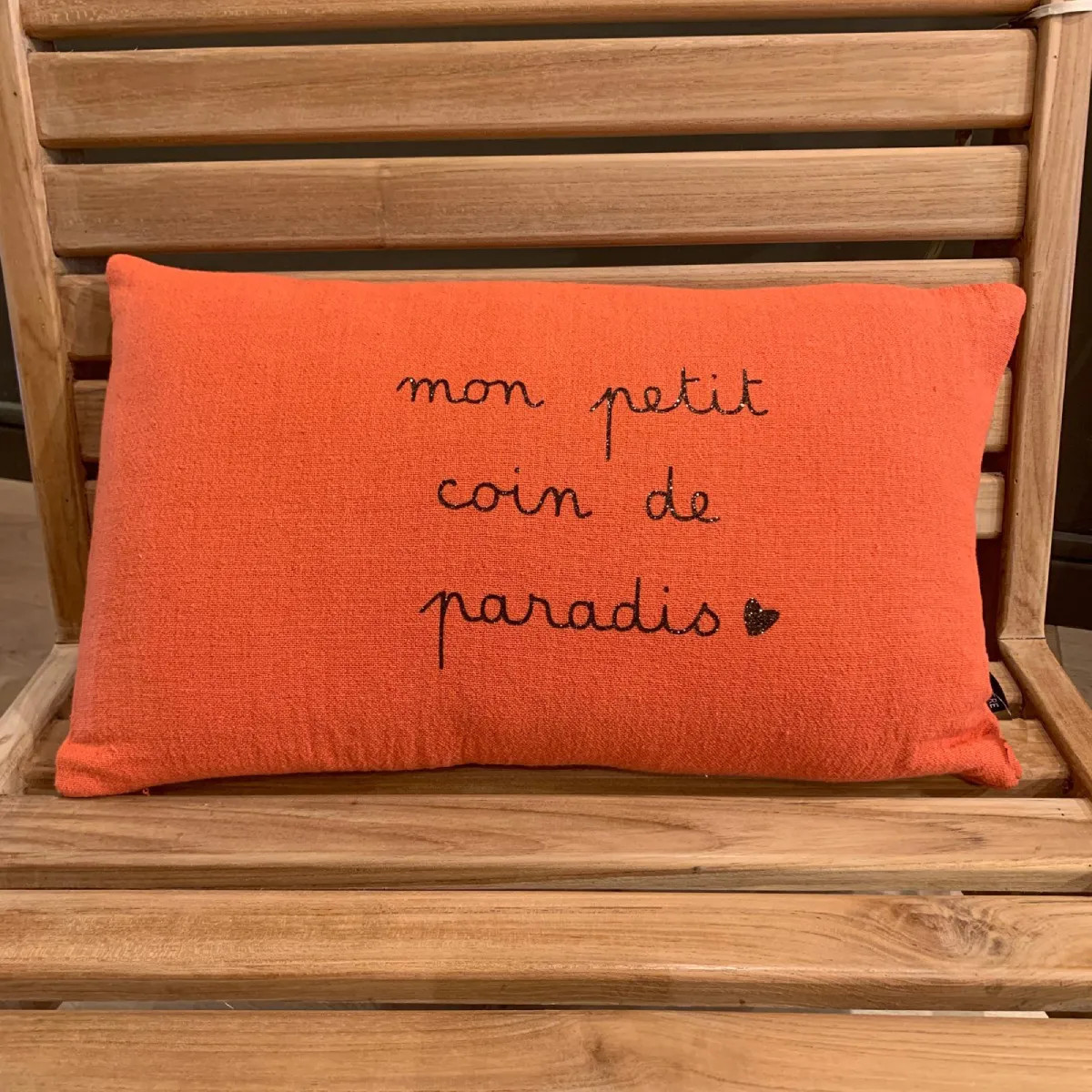 Coussin Lucien "Mon petit coin de paradis" - Le Mas de Lonne